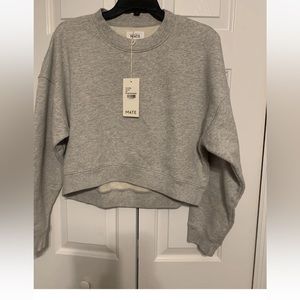 Mate The Label Women’s Fleece Crop Sweatshirt Heather Gray Size Large